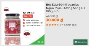 Bột Đậu Đỏ Milaganics Ngừa Mụn, Dưỡng Sáng Da 100g (Hũ)