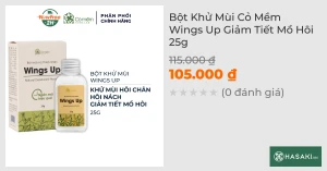 Bột Khử Mùi Cỏ Mềm Wings Up Giảm Tiết Mồ Hôi 25g