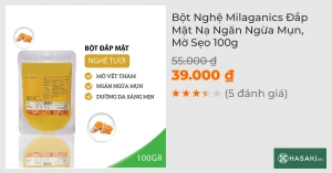 Bột Nghệ Milaganics Đắp Mặt Nạ Ngăn Ngừa Mụn, Mờ Sẹo 100g