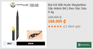Bút Kẻ Mắt Nước Maybelline Sắc Mảnh BK1 Đen Sắc Sảo 0.4g