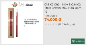 Chì Kẻ Chân Mày B.O.M 02 Matt Brown Màu Nâu Đậm 1g