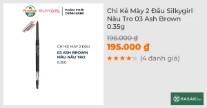 Chì Kẻ Mày 2 Đầu Silkygirl Nâu Tro 03 Ash Brown 0.35g