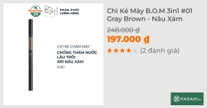 Chì Kẻ Mày B.O.M 3in1 01 Gray Brown - Nâu Xám