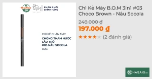 Chì Kẻ Mày B.O.M 3in1 03 Choco Brown - Nâu Socola