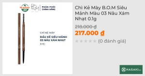 Chì Kẻ Mày B.O.M Siêu Mảnh Màu 03 Nâu Xám Nhạt 0.1g