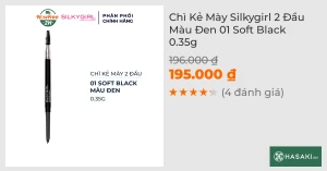 Chì Kẻ Mày Silkygirl 2 Đầu Màu Đen 01 Soft Black 0.35g
