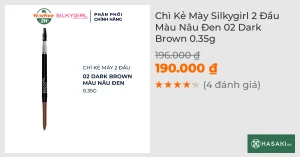 Chì Kẻ Mày Silkygirl 2 Đầu Màu Nâu Đen 02 Dark Brown 0.35g