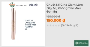 Chuốt Mi Gina Glam Làm Dày Mi, Không Trôi Màu Đen 8g