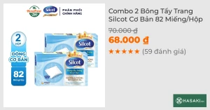 Combo 2 Hộp Bông Tẩy Trang Silcot Cơ Bản 82 Miếng