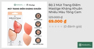 Combo 2 Mút Tán Nền Trang Điểm Mastige Kháng Khuẩn Màu Cam