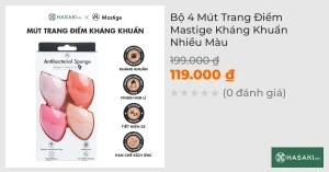 Combo 4 Bông Mút Mastige Tán Nền Kháng Khuẩn Màu Hồng Cam