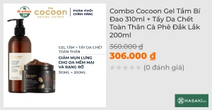 Combo Cocoon Gel Tắm Bí Đao 310ml Tẩy Da Chết Toàn Thân Cà Phê Đắk Lắk 200ml