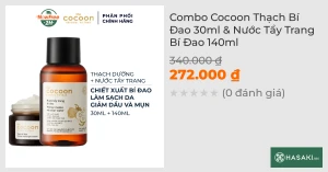 Combo Cocoon Kem Dưỡng & Nước Tẩy Trang Bí Đao Giảm Dầu Mụn 30ml 140ml