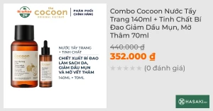 Combo Cocoon Nước Tẩy Trang 140ml Tinh Chất Bí Đao Giảm Dầu Mụn, Mờ Thâm 70ml