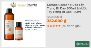 Combo Cocoon Nước Tẩy Trang Bí Đao 500ml & Nước Tẩy Trang Bí Đao 140ml