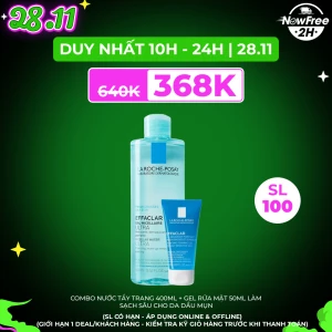 Combo La Roche-Posay Nước Tẩy Trang 400ml Gel Rửa Mặt 50ml Làm Sạch Sâu Cho Da Dầu Mụn