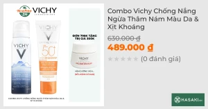Combo Vichy Kem Chống Nắng Ngừa Thâm Nám (Màu Da) 50ml Xịt Khoáng Cấp Ẩm 50ml