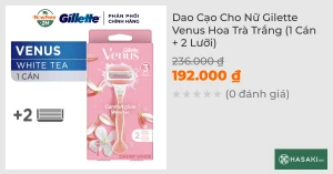 Dao Cạo Cho Nữ Gillette Venus Hoa Trà Trắng (1 Cán 2 Lưỡi)