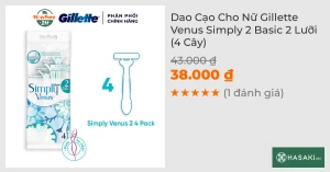 Dao Cạo Cho Nữ Gillette Venus Simply 2 Basic 2 Lưỡi (4 Cây)