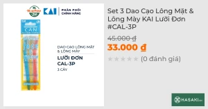 Dao Cạo Lông Mày Và Mặt KAI Lưỡi Đơn CAL-3P (3 Cây)