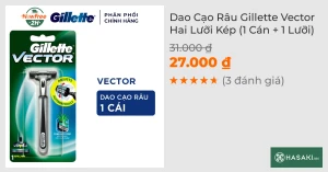 Dao Cạo Râu Gillette Vector Hai Lưỡi Kép (1 Cán 1 Lưỡi)