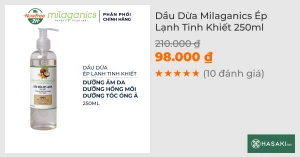 Dầu Dừa Milaganics Ép Lạnh Tinh Khiết 250ml