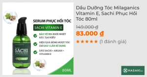 Dầu Dưỡng Tóc Milaganics Vitamin E, Sachi Phục Hồi Tóc 80ml