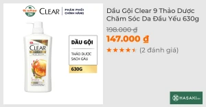 Dầu Gội Clear 9 Thảo Dược Chăm Sóc Da Đầu Yếu 630g