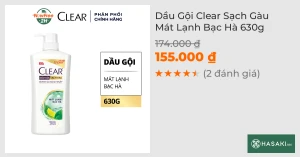Dầu Gội Clear Sạch Gàu Mát Lạnh Bạc Hà 630g