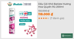 Dầu Gội Khô Batiste Hương Hoa Quyến Rũ 200ml