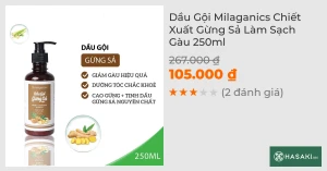 Dầu Gội Milaganics Chiết Xuất Gừng Sả Làm Sạch Gàu 250ml