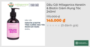 Dầu Gội Milaganics Keratin & Biotin Giảm Rụng Tóc 240ml