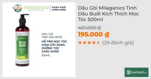 Dầu Gội Milaganics Tinh Dầu Bưởi Kích Thích Mọc Tóc 500ml