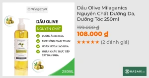 Dầu Olive Milaganics Nguyên Chất Dưỡng Da, Dưỡng Tóc 250ml
