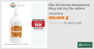 Dầu Xả Gennie Macadamia Phục Hồi Hư Tổn 400ml