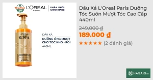 Dầu Xả L'Oreal Dưỡng Tóc Suôn Mượt Tóc Cao Cấp 440ml
