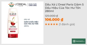 Dầu Xả L'Oreal Giảm 5 Dấu Hiệu Của Tóc Hư Tổn 265ml