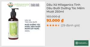 Dầu Xả Milaganics Tinh Dầu Bưởi Dưỡng Tóc Mềm Mượt 250ml