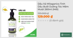 Dầu Xả Milaganics Tinh Dầu Bưởi Dưỡng Tóc Mềm Mượt 260ml (Mới)