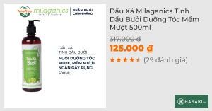 Dầu Xả Milaganics Tinh Dầu Bưởi Dưỡng Tóc Mềm Mượt 500ml