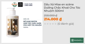 Dầu Xả Mise en scène Dưỡng Chắc Khoẻ Cho Tóc Nhuộm 500ml