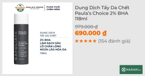 Dung Dịch Tẩy Da Chết Paula s Choice 2% BHA 118ml