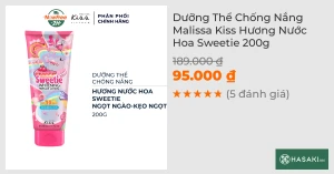 Dưỡng Thể Chống Nắng Malissa Kiss Hương Nước Hoa Sweetie 200g
