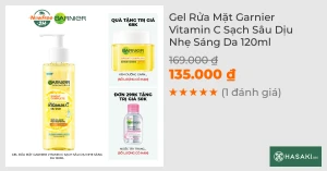 Gel Rửa Mặt Garnier Vitamin C Sạch Sâu Dịu Nhẹ Sáng Da 120ml