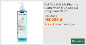 Gel Rửa Mặt Isis Pharma Giảm Nhờn Mụn Cho Da Nhạy Cảm 250ml