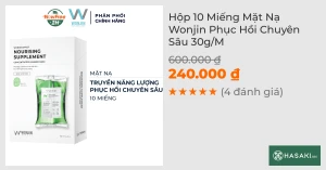 Hộp 10 Miếng Mặt Nạ Wonjin Phục Hồi Chuyên Sâu 30g/M