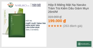 Hộp 8 Miếng Mặt Nạ Naruko Tràm Trà Kiềm Dầu Giảm Mụn 26ml/M