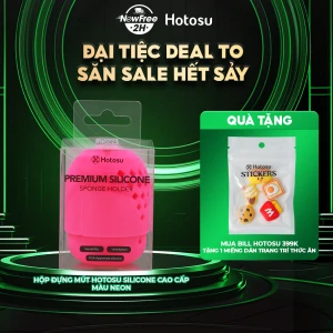 Hộp Đựng Mút Hotosu Silicone Cao Cấp (Màu Hồng Neon)