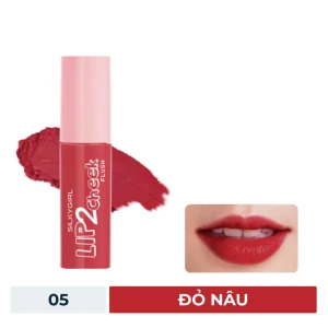 [HSD 09/2025] Son Kem Lì 2In1 Silkygirl 05 Cherry Bomb Màu Đỏ Nâu 3.8ml