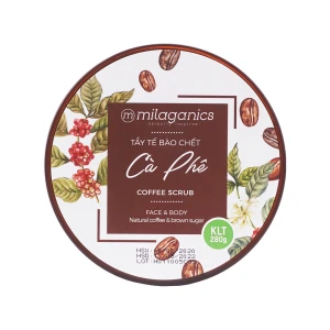 HSD 09/2025 Tẩy Tế Bào Chết Milaganics Cà Phê Sáng Da, Mờ Thâm 280g